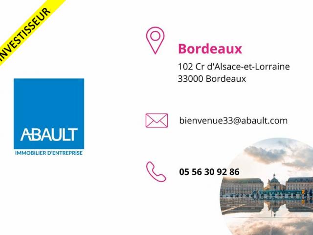 BORDEAUX ADRESSE EXCEPTIONNELLE A VENDRE MURS COMMERCIAUX OCCUPES DE 115M² ENVIRON